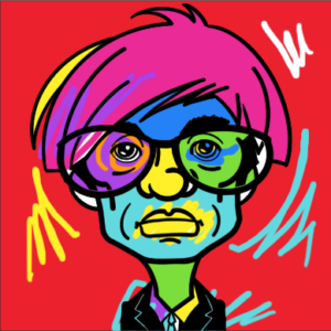 Digital portrait of a pop-art star named Andy Warhol