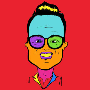 Man portrait with red background birthday gift idea