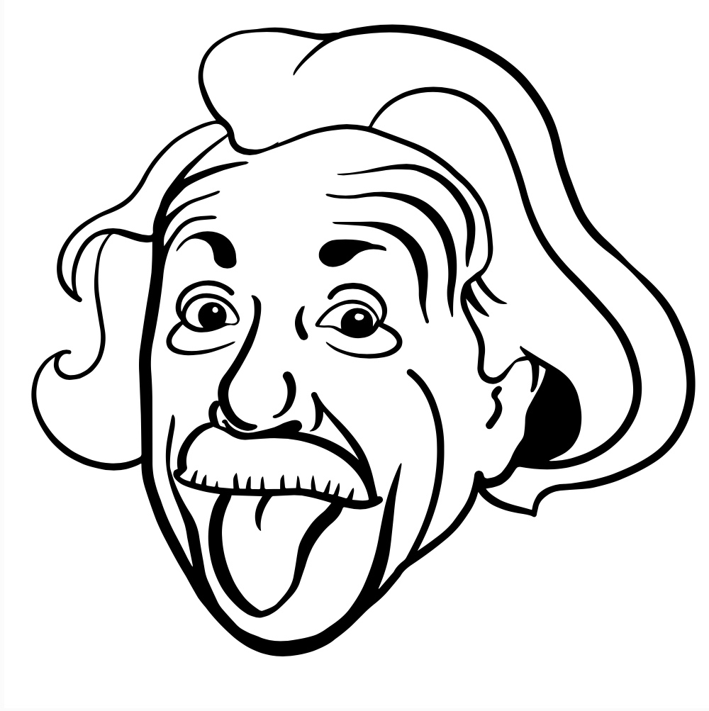 Albert Einstein portrait black and white drawing