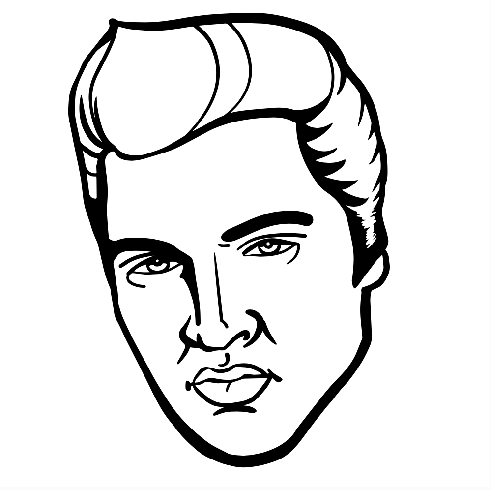 elvis black and white drawing