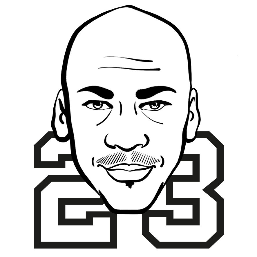 Michael Jordan portrait drawing black and white pop art basic picture you can customize online for free